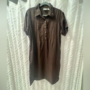 Chicos size 2 brown linen popover dress